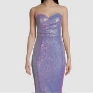 NWT Lavish Alice 2 Purple Sequin Strapless Dress $398
